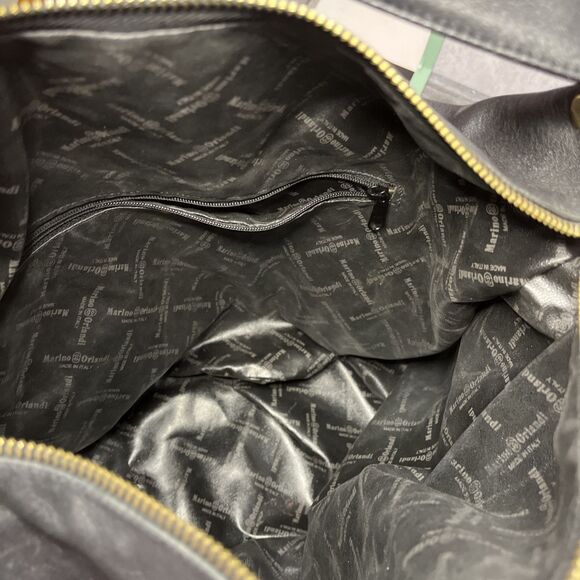 MARINO ORLANDI BLACK embossed, Italian Leather Shoulder Bag- Handbag- Sling - Picture 7 of 12